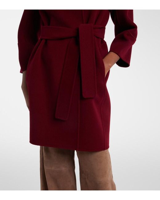 Max Mara Red Wool Wrap Coat