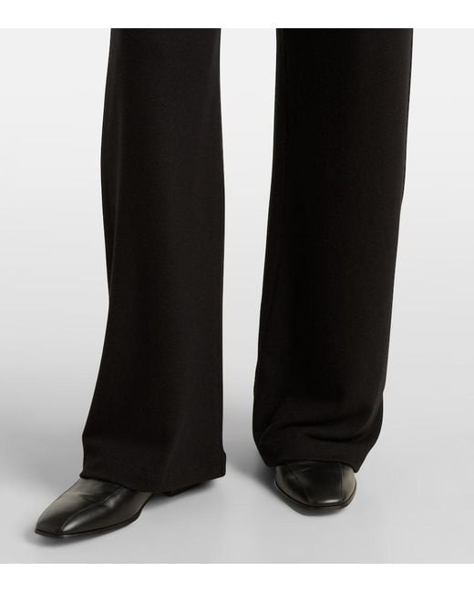 Leset Black Lauren Mid-Rise Jersey Wide-Leg Pants