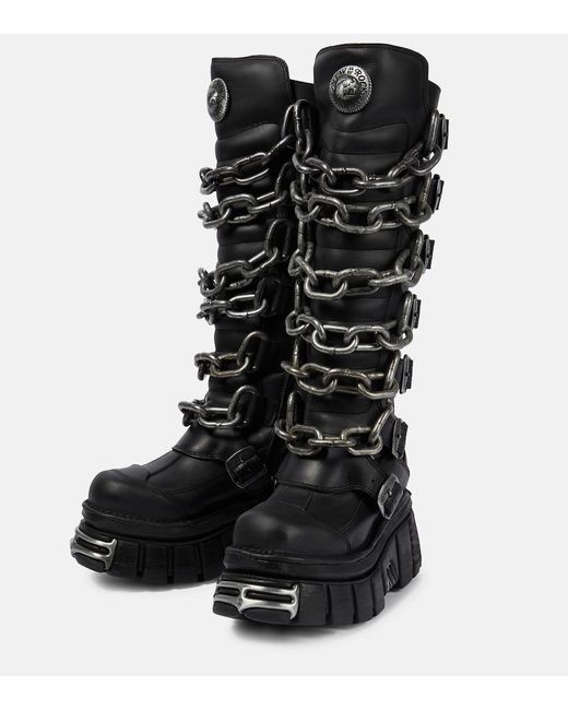 Vetements X New Rock Leather Platform Boots in Black | Lyst