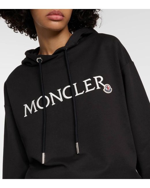 Sudadera con capucha de algodon con logo Moncler de color Black