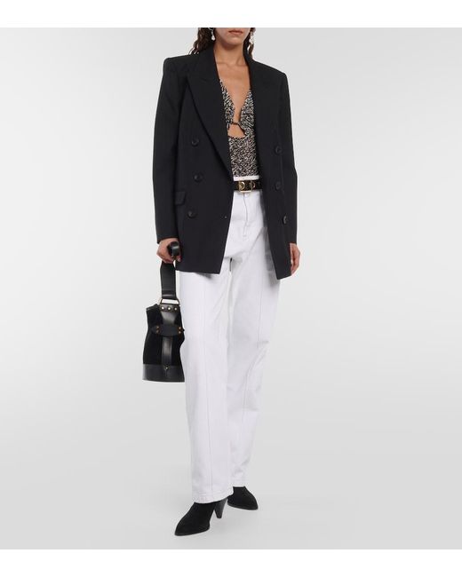 Isabel Marant Gray Laura Printed Ruched Jersey Top