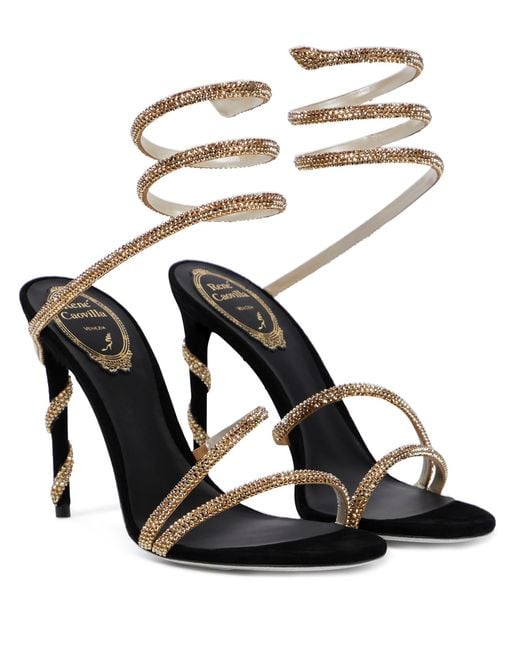 Rene Caovilla Margot Embellished Suede Sandals | Lyst