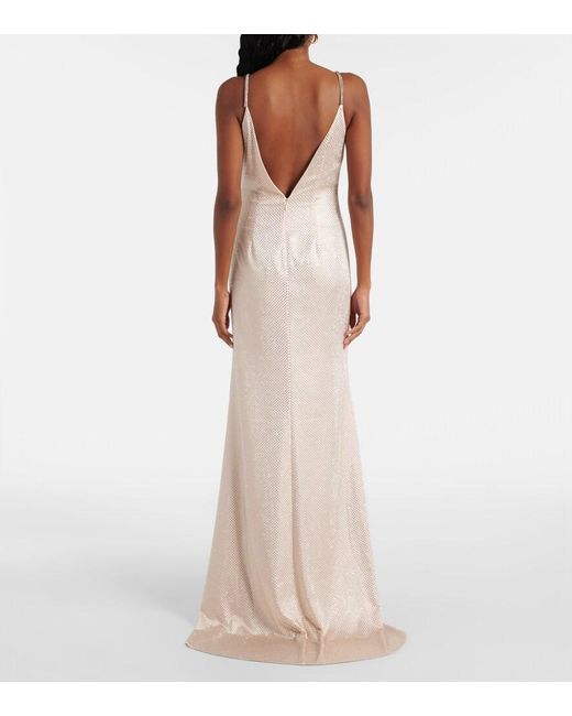 Roland Mouret Natural Embellished Satin Gown