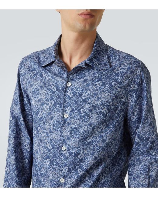 Chemise En Coton A Motif Cachemire Brunello Cucinelli pour homme en coloris Blue