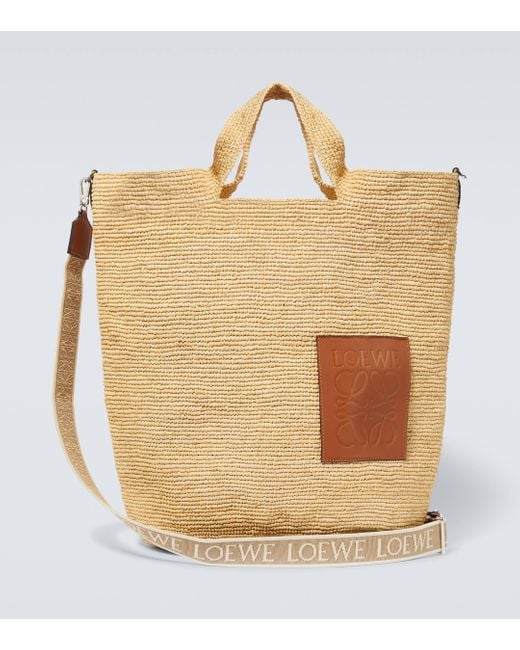 Loewe Metallic Paula's Ibiza Slit Large Anagram Raffia Tote Bag for men