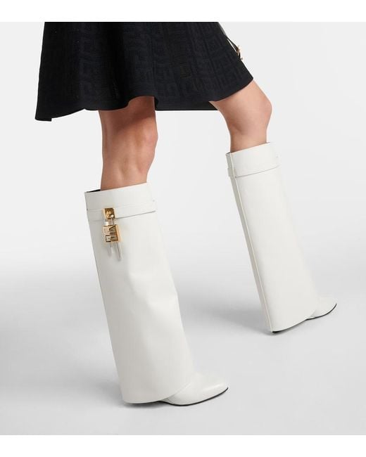 Givenchy White Stiefel Shark Lock Aus Leder