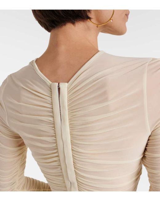 Magda Butrym Natural Floral-Applique Ruched Top