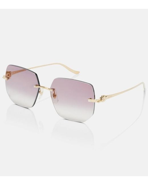 Cartier Pink Panthere De Cartier Square Sunglasses