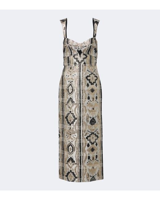 Johanna Ortiz Metallic Tropicana Jacquard Maxi Dress