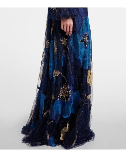 Costarellos Blue Embr Kaftan