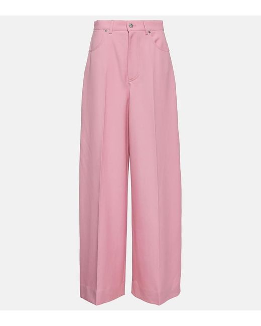 Gucci Pink Weite Hose aus Wolle