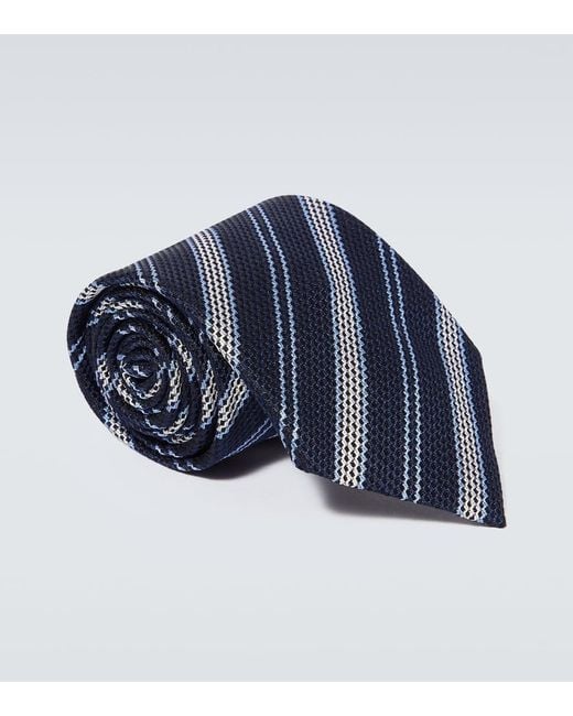 Zegna Blue Jacquard Silk Tie for men
