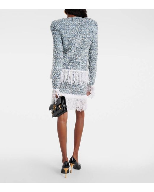 Balmain Blue Jacke Aus Tweed