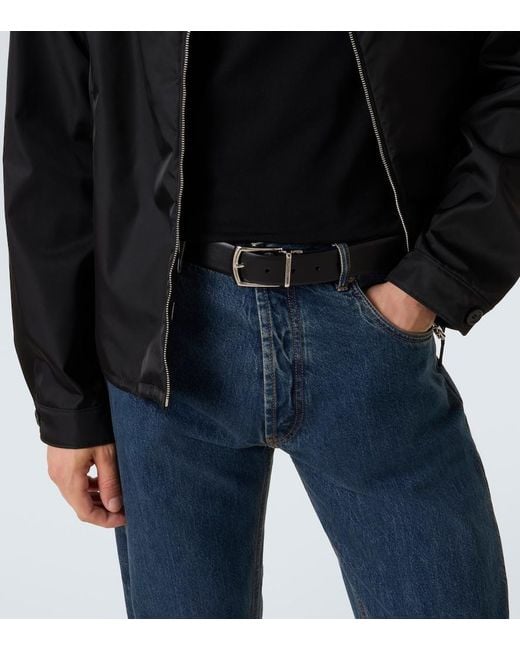 Prada Blue Reversible Saffiano And Leather Belt for men