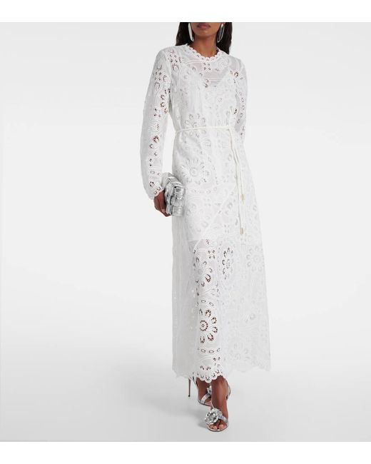 Robe Longue Ottie Brodee En Coton Zimmermann en coloris White