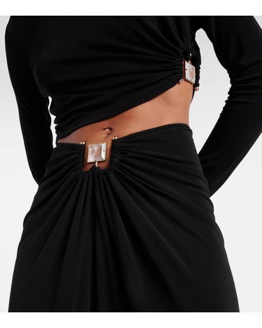 Christopher Esber Black Ring-detail Ruched Maxi Skirt