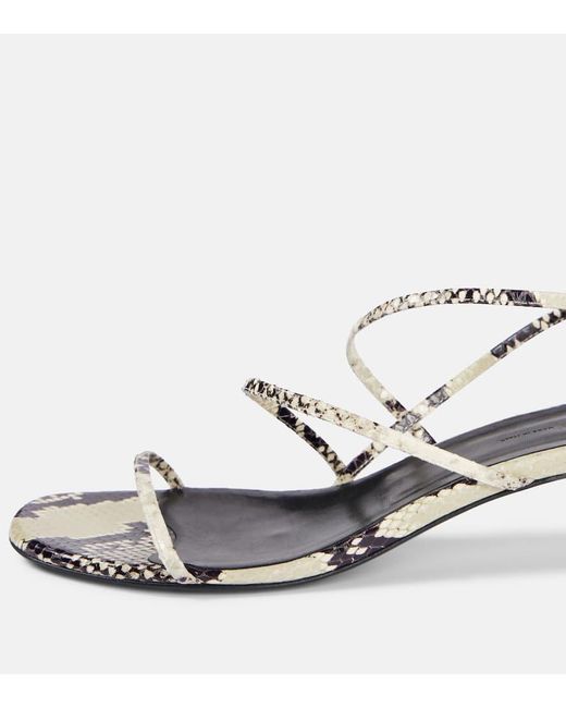 Khaite White Loop 35 Snake-Effect Leather Sandals