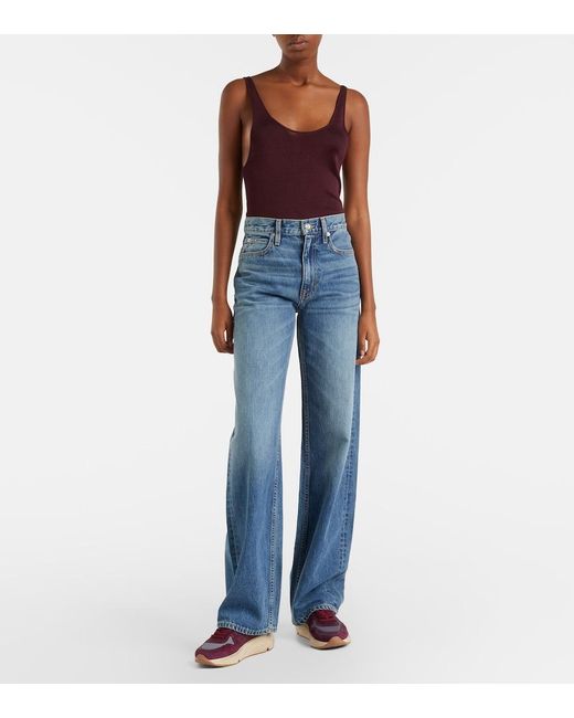 SLVRLAKE Denim Blue Cassie Faded Wide-Leg Jeans