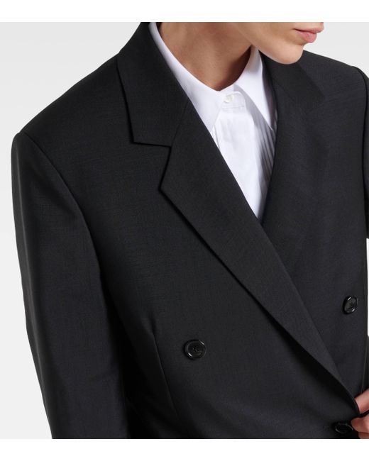 Loewe Black Double Breasted Jacket In Mohair And Wool