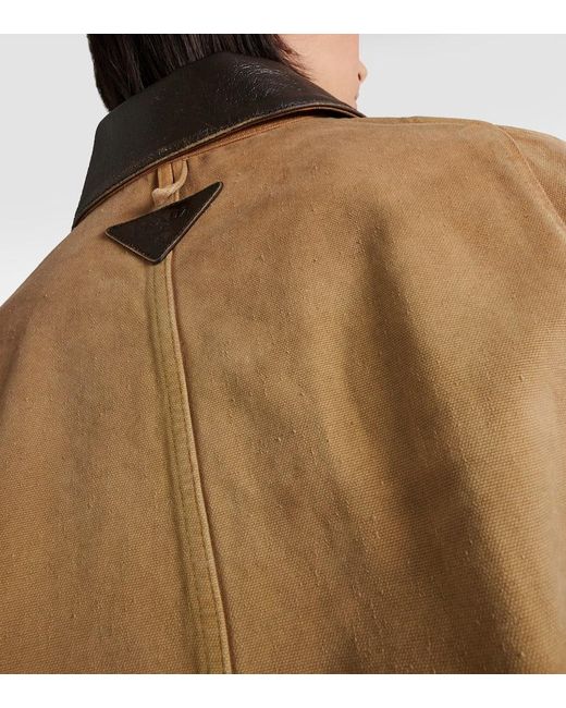 Prada Brown Cropped-Jacke aus Baumwoll-Canvas