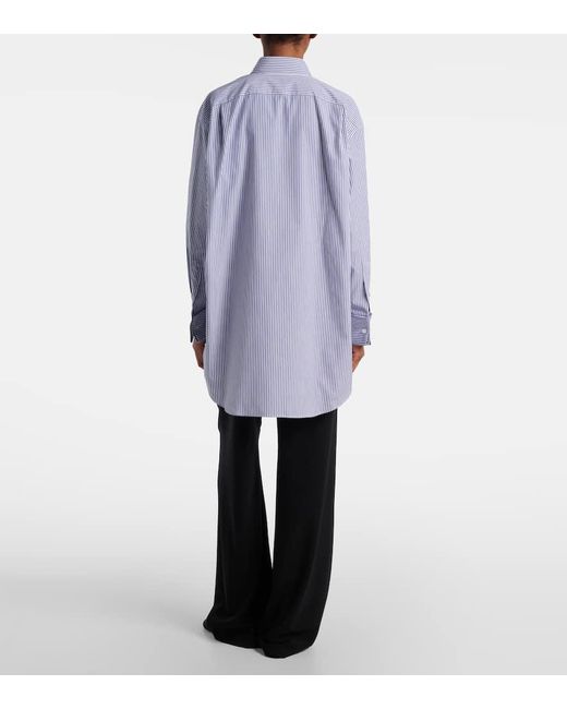 The Row Blue Ment Bengal Stripe Cotton Poplin Shirt