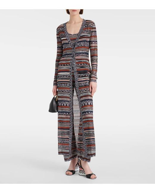 Missoni Zig Zag Leather Wedge Sandals in Black | Lyst