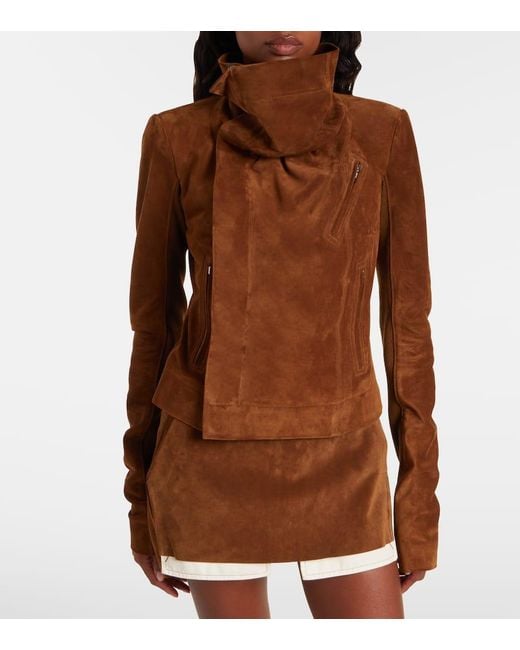 Rick Owens Brown Jacke Aus Veloursleder