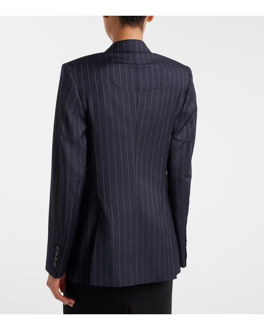 Givenchy Blue Pinstripe Double-Breasted Wool Blazer