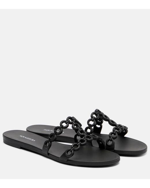 Aquazzura Black Infinity Chain Jelly Sandals