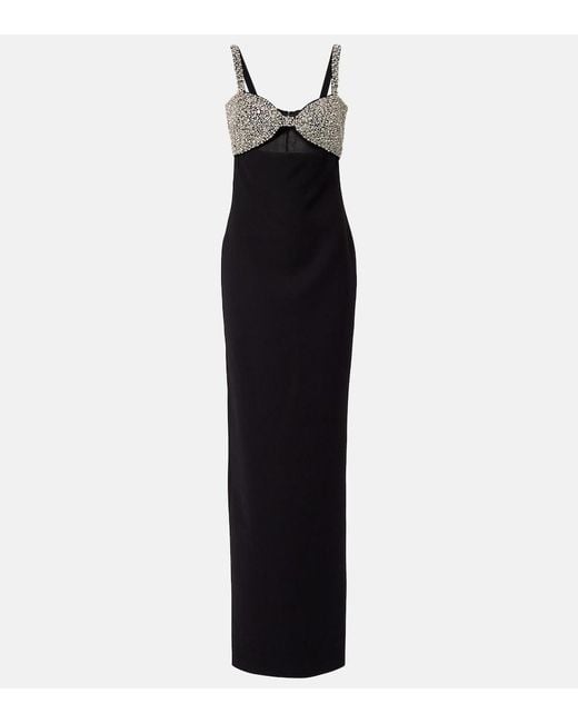 The New Arrivals Ilkyaz Ozel Black Lux Embellished Crepe Gown