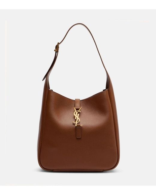 Saint Laurent Brown Le 5 A 7 Small Leather Tote Bag