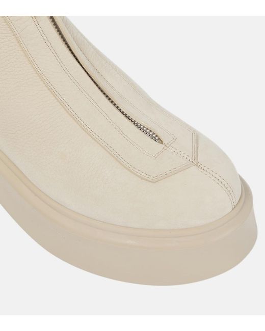 The Row Natural Leather Zip Platform Booties