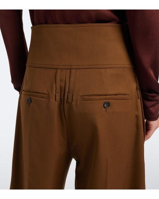 Ferragamo Brown Wool And Cashmere Barrel-Leg Pants