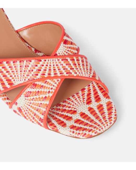 Aquazzura Pink Divine 50 Leather-Trimmed Mules