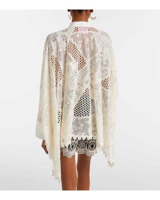LaDoubleJ White Foulard Cotton-Blend Lace Shirt