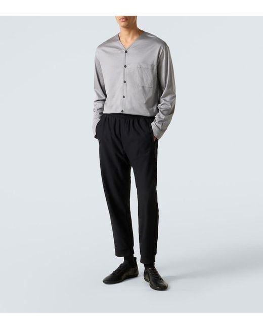Giorgio Armani Black Gaufre Straight Pants for men