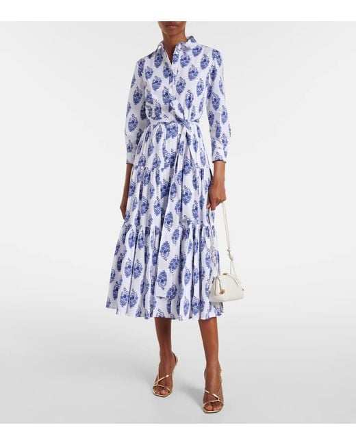 Carolina Herrera Blue Hemdblusenkleid Aus Einem Baumwollgemisch