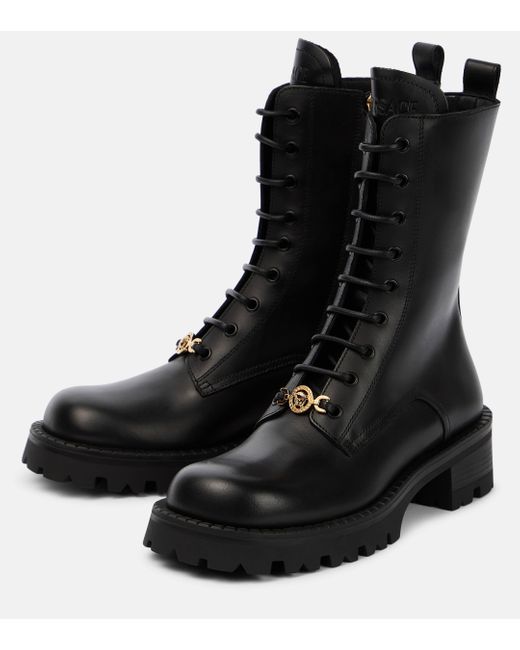 Versace Black Vagabond Leather Lace-up Boots