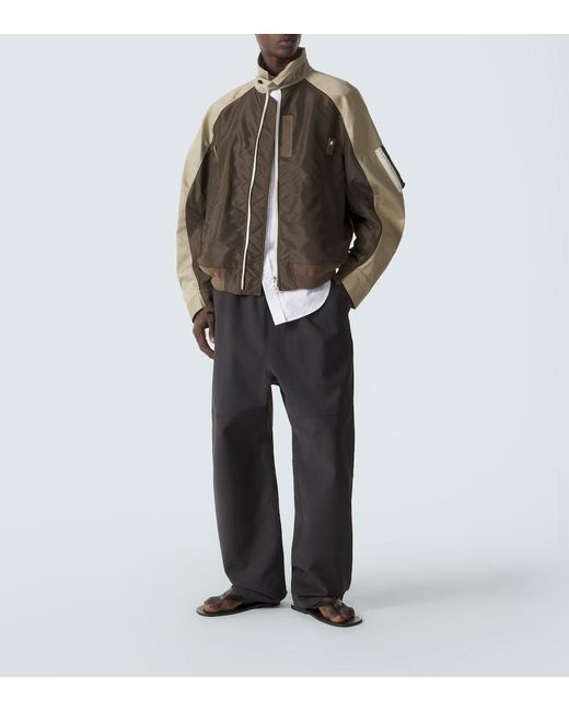 Sacai Green Cotton Chino And Twill Blouson Jacket for men