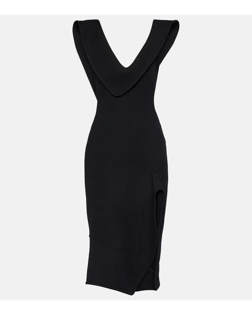 Vestido midi de algodon estructurado Bottega Veneta de color Black