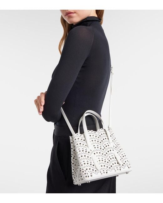 Alaïa White Mina 20 Vienne Leather Top-Handle Bag