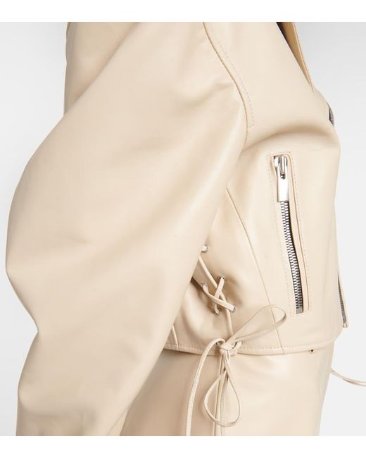 Magda Butrym White Cropped Leather Biker Jacket