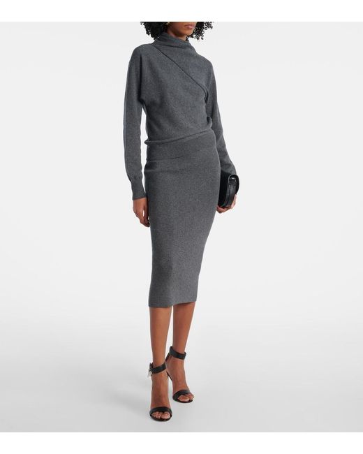 Tom Ford Gray Cashmere And Cotton Turtleneck Sweater