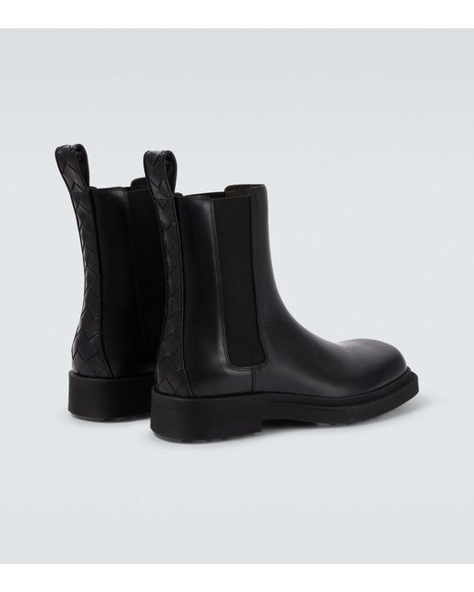 Bottega Veneta Black Ben Leather Chelsea Boots for men