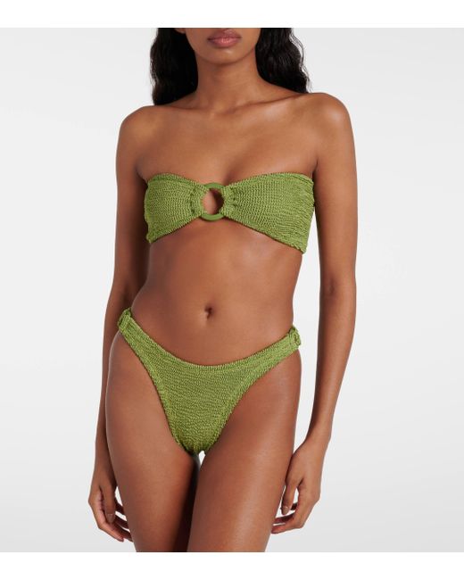 Hunza G Green Gloria Ring-detail Strapless Bikini