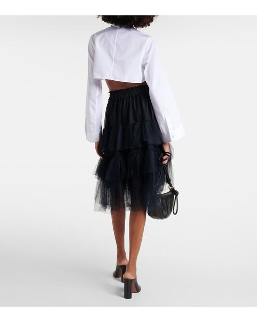 Noir Kei Ninomiya White Cropped Cotton Shirt
