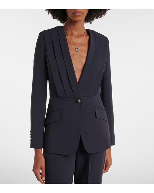 Max Mara Blue Pleated Cady Blazer