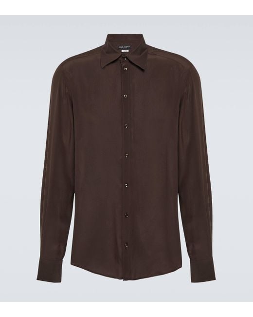 Dolce & Gabbana Brown Silk Shirt for men