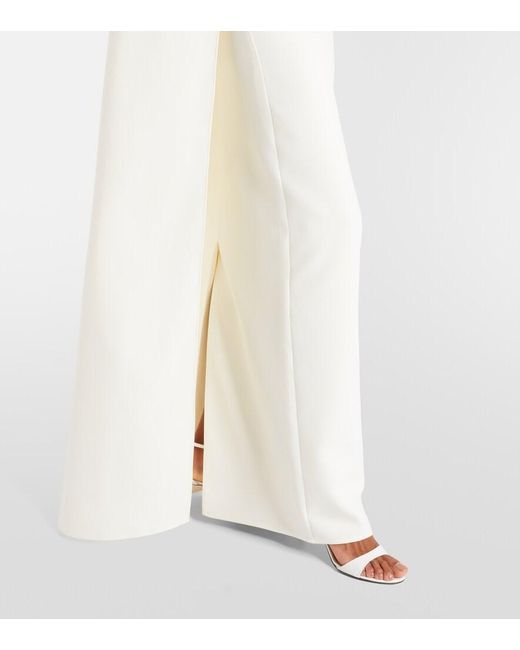 Safiyaa White Bridal Ambere Embellished Crepe Gown