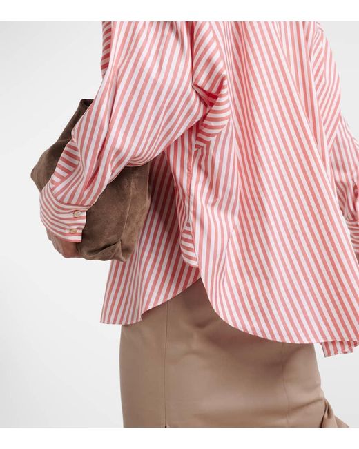 Brunello Cucinelli Pink Oversize-Hemd aus Baumwolle und Seide